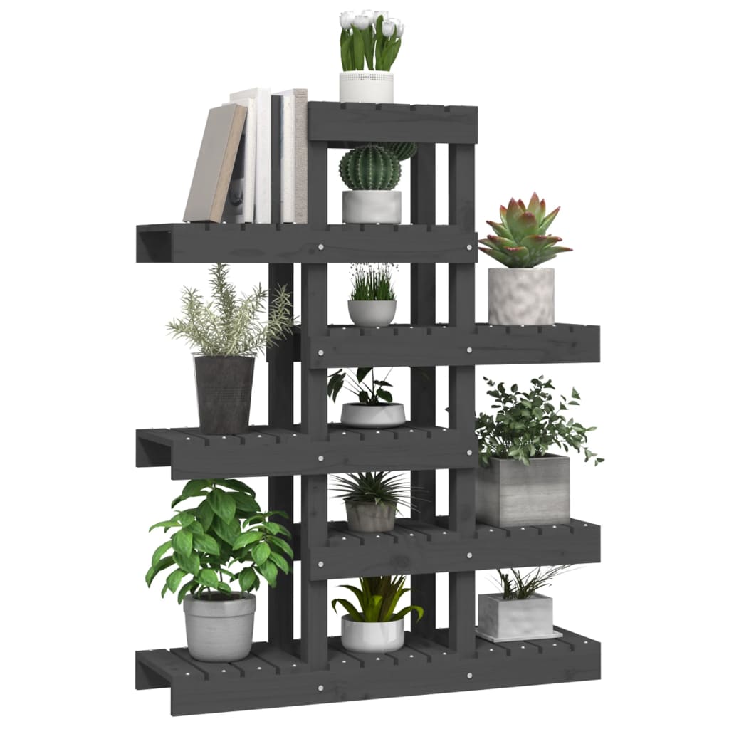 Plant stand grey 85x25x109,5 cm solid pine wood