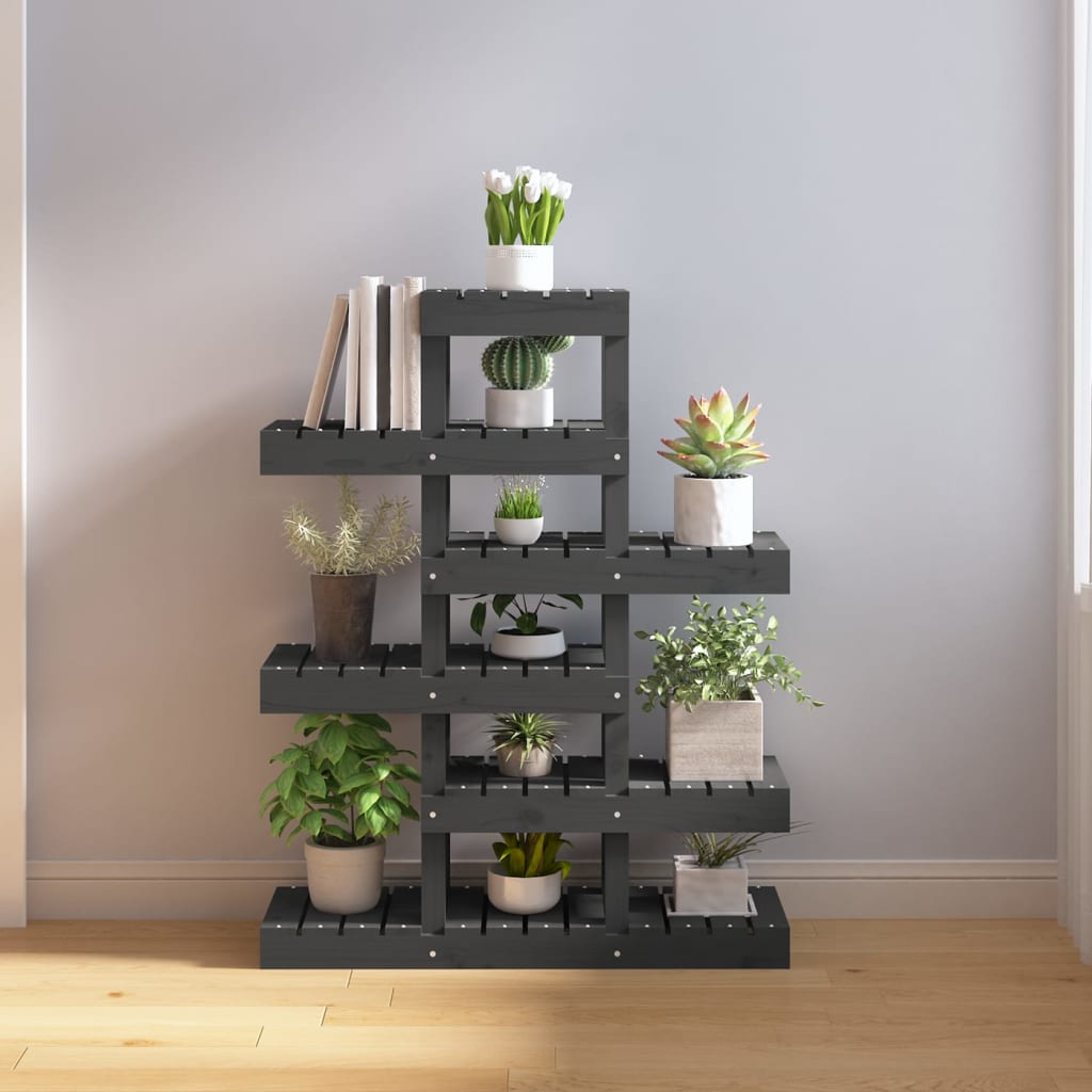 Plant stand grey 85x25x109,5 cm solid pine wood