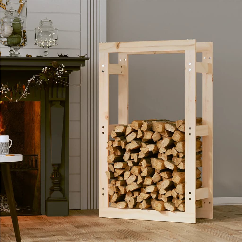 Etagère à bûches 60x25x100 cm en bois de pin massif