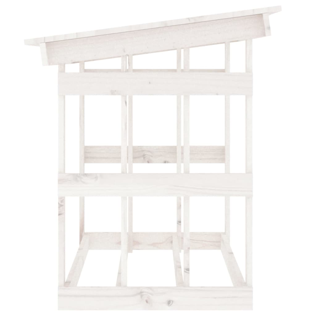 Firewood shelf white 108x64.5x77 cm solid pine wood