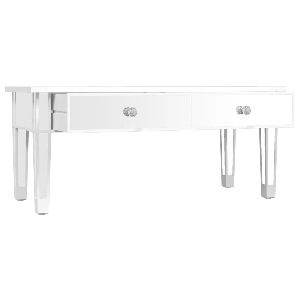 Table basse miroir 106x45x45 cm en bois et verre