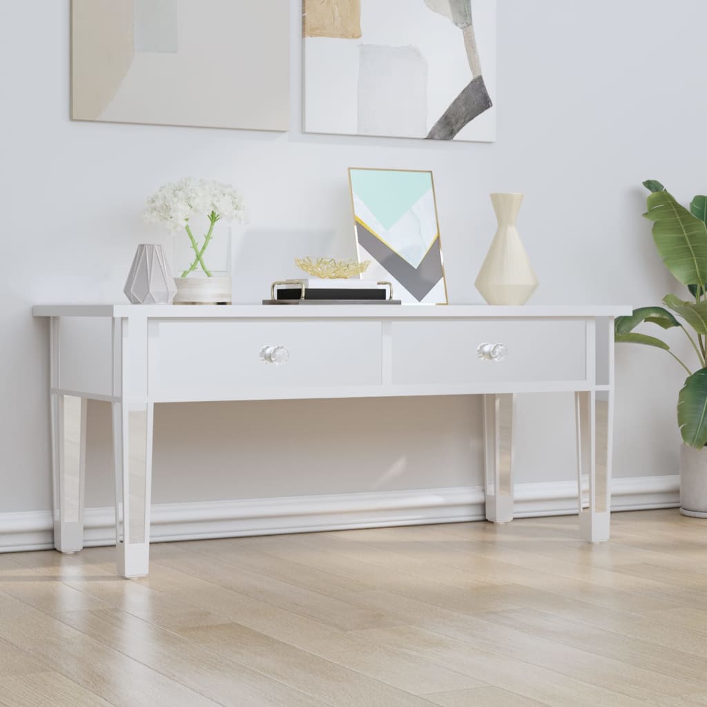 Table basse miroir 106x45x45 cm en bois et verre