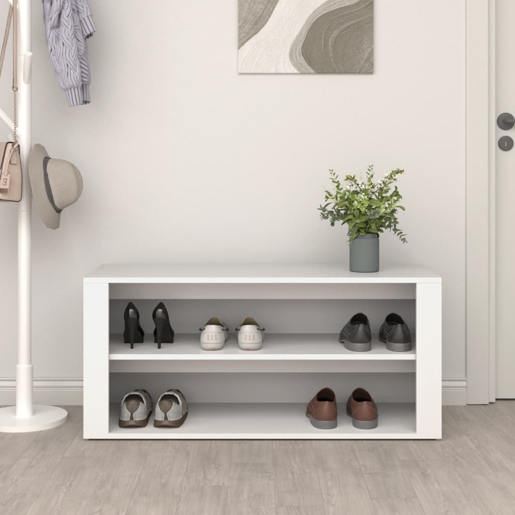 Shoe rack white 100x35x45 cm made of wood