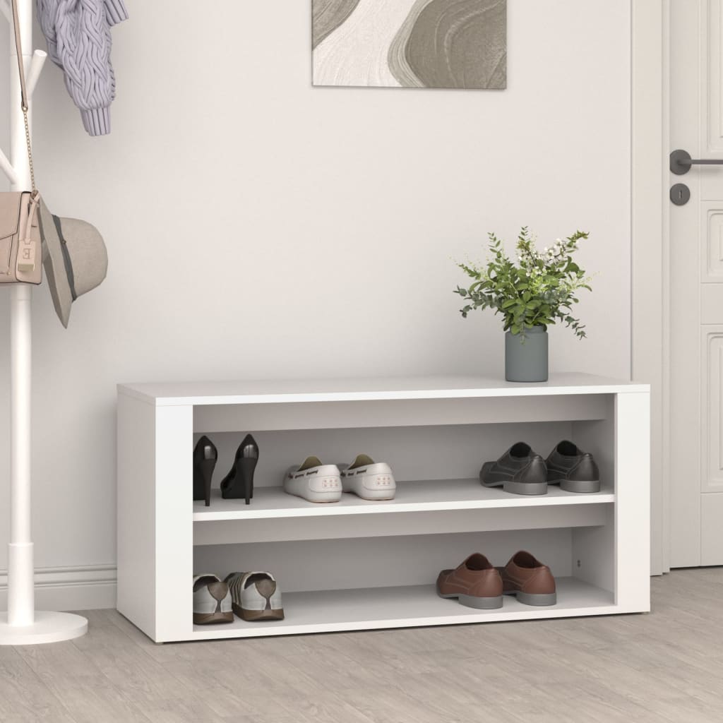 Shoe rack white 100x35x45 cm made of wood