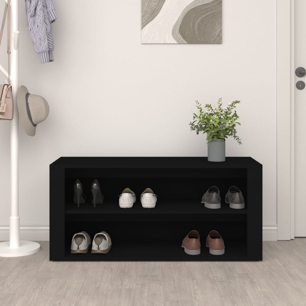 Étagère à chaussures noir 100x35x45 cm en bois