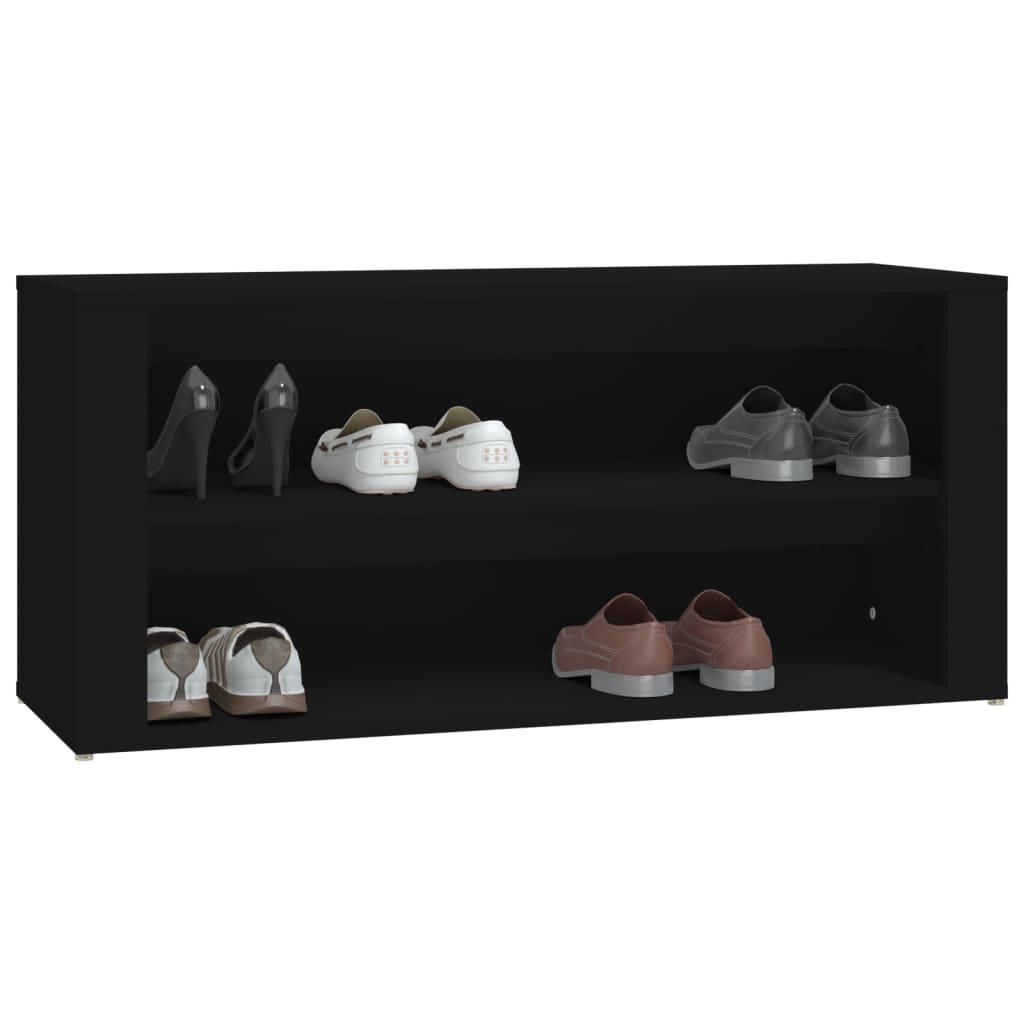 Étagère à chaussures noir 100x35x45 cm en bois