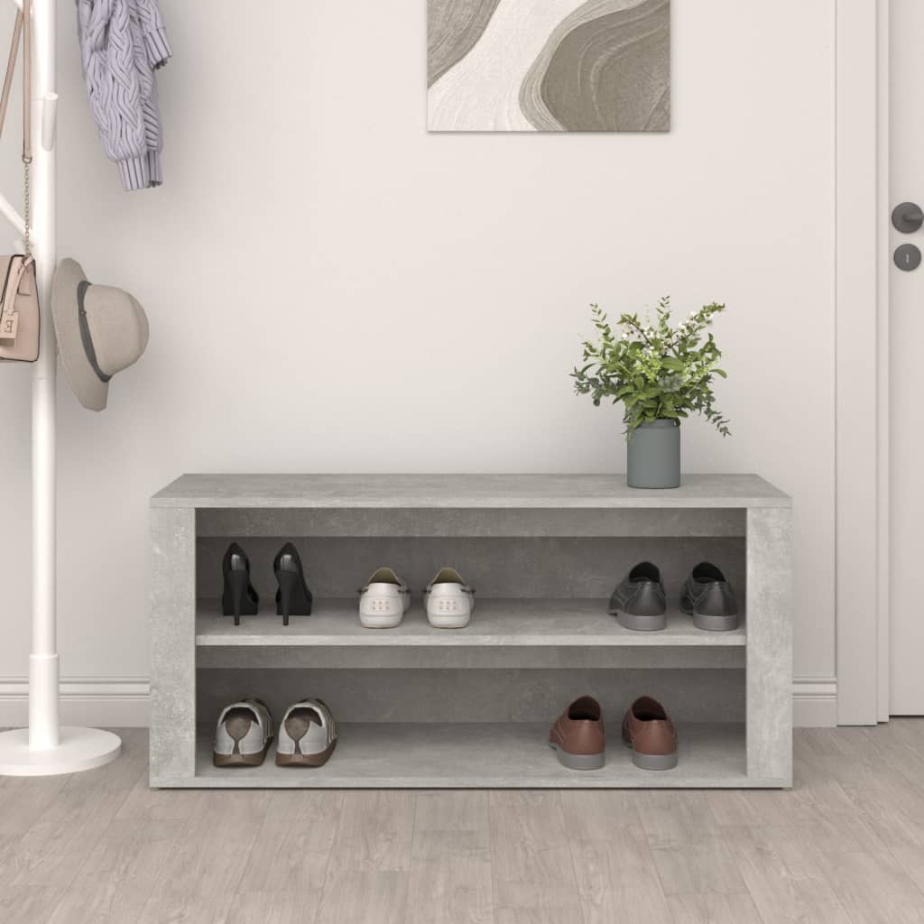 Shoe rack concrete gray 100x35x45 cm made of wood