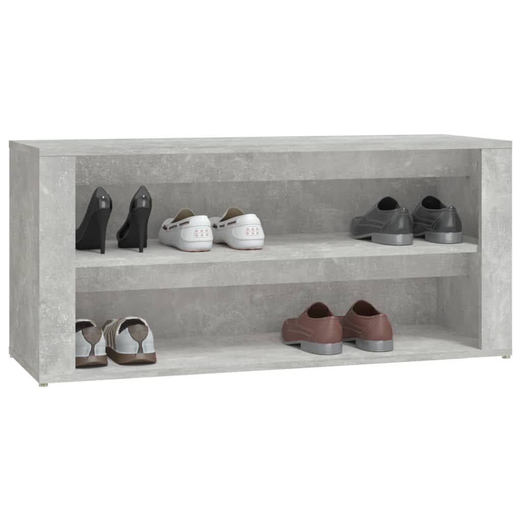 Shoe rack concrete gray 100x35x45 cm made of wood