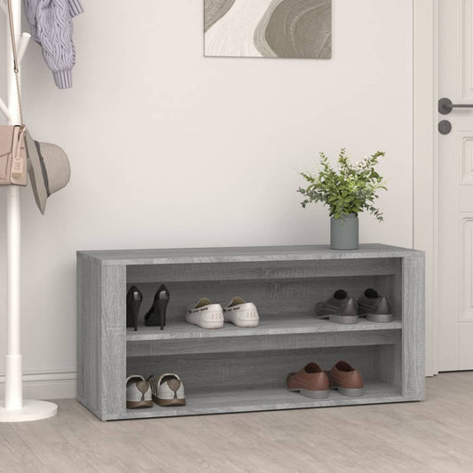 Shoe rack concrete gray 100x35x45 cm made of wood