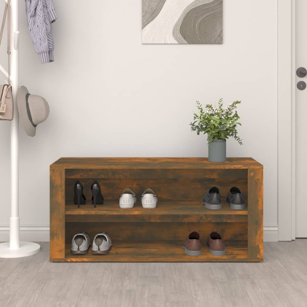 Shoe rack smoked oak 100x35x45 cm made of wood