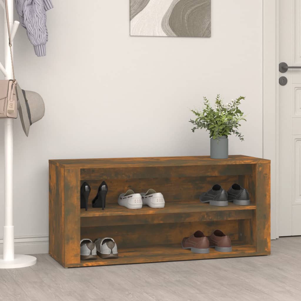 Shoe rack smoked oak 100x35x45 cm made of wood