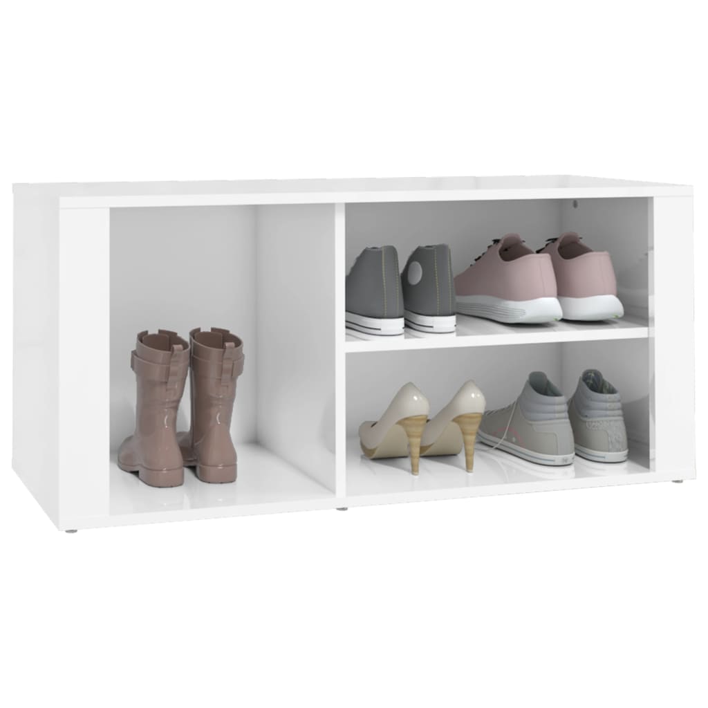 Shoe rack high-gloss white 100x35x45 cm made of wood