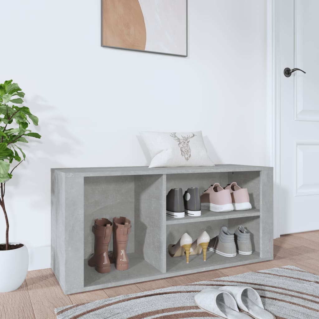 Shoe rack concrete gray 100x35x45 cm made of wood
