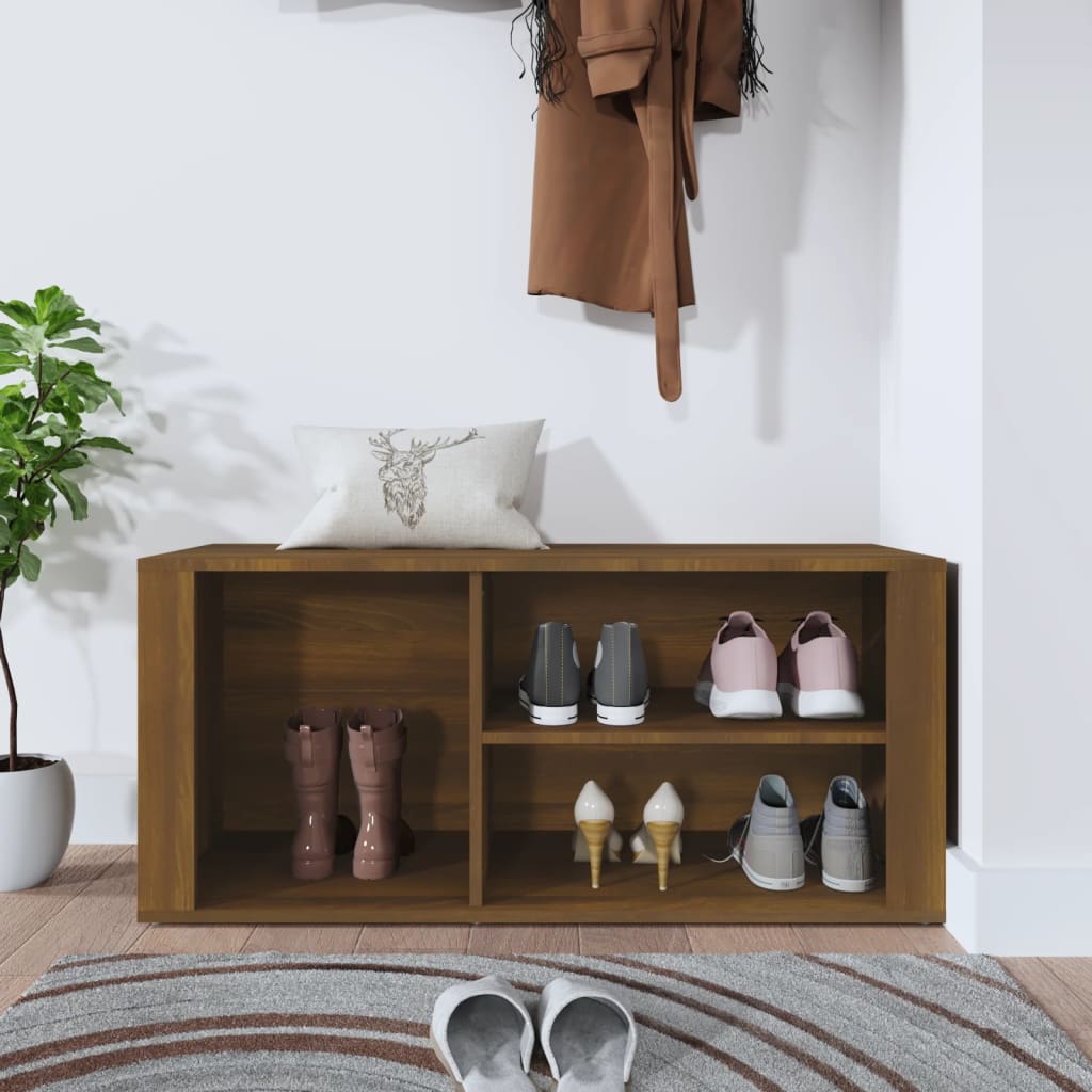 Shoe rack brown oak look 100x35x45 cm made of wood