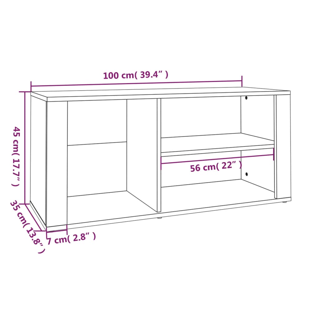 Shoe rack brown oak look 100x35x45 cm made of wood