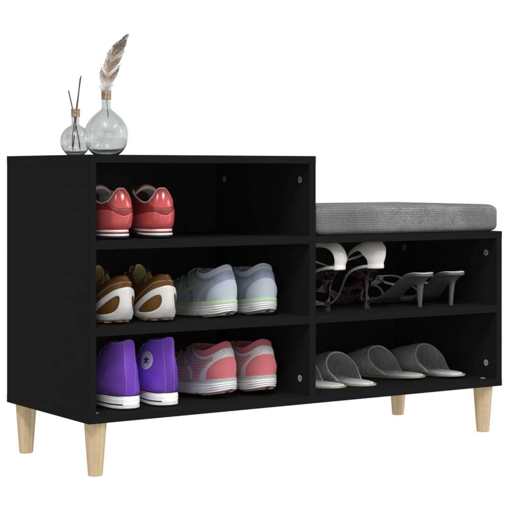 Étagère à chaussures noir 102x36x60 cm en bois