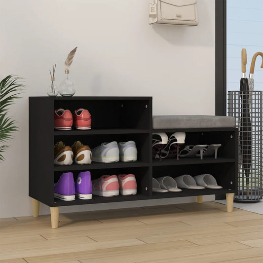 Étagère à chaussures noir 102x36x60 cm en bois