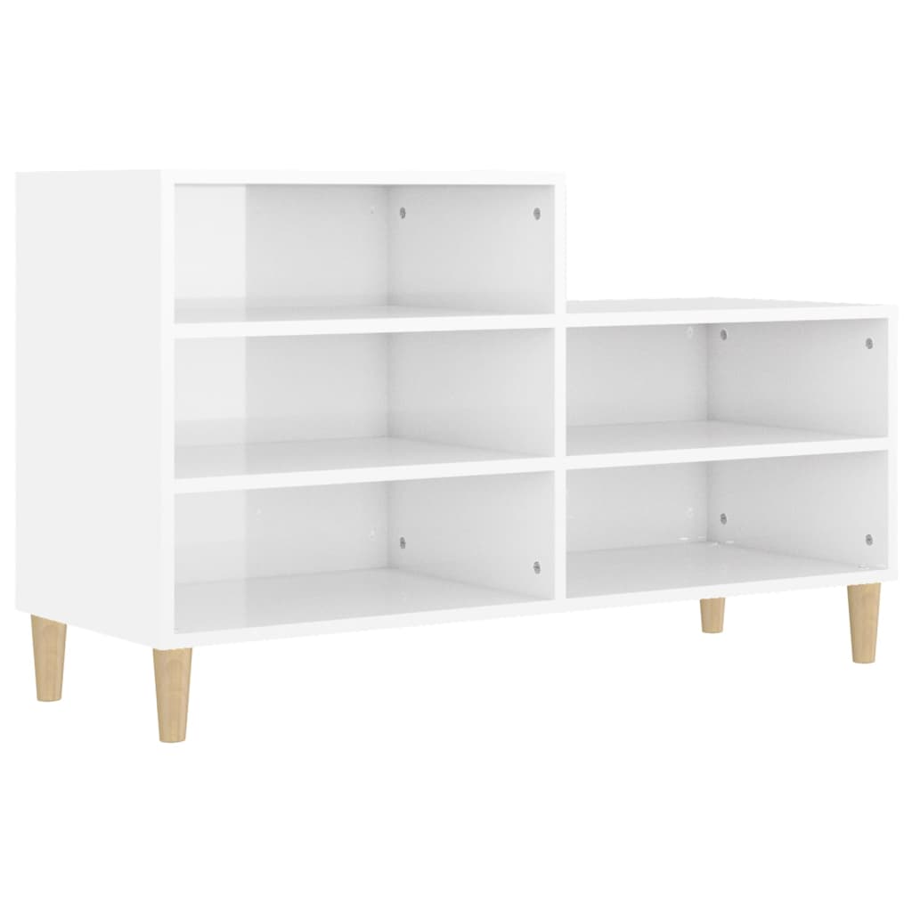 Shoe rack high-gloss white 102x36x60 cm made of wood