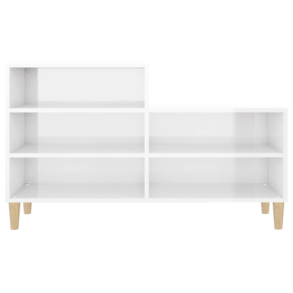 Shoe rack high-gloss white 102x36x60 cm made of wood