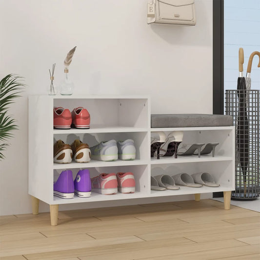 Shoe rack high-gloss white 102x36x60 cm made of wood