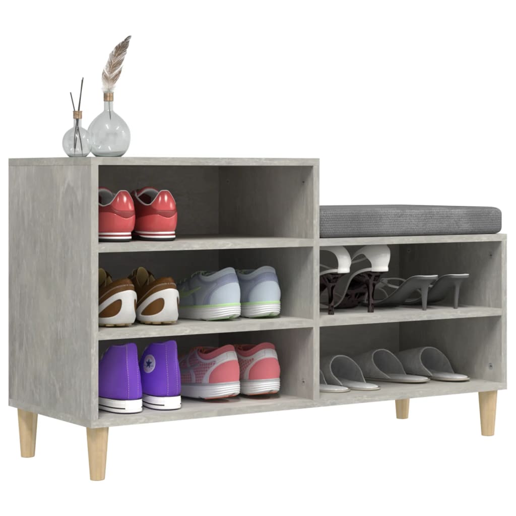 Shoe rack concrete gray 102x36x60 cm made of wood
