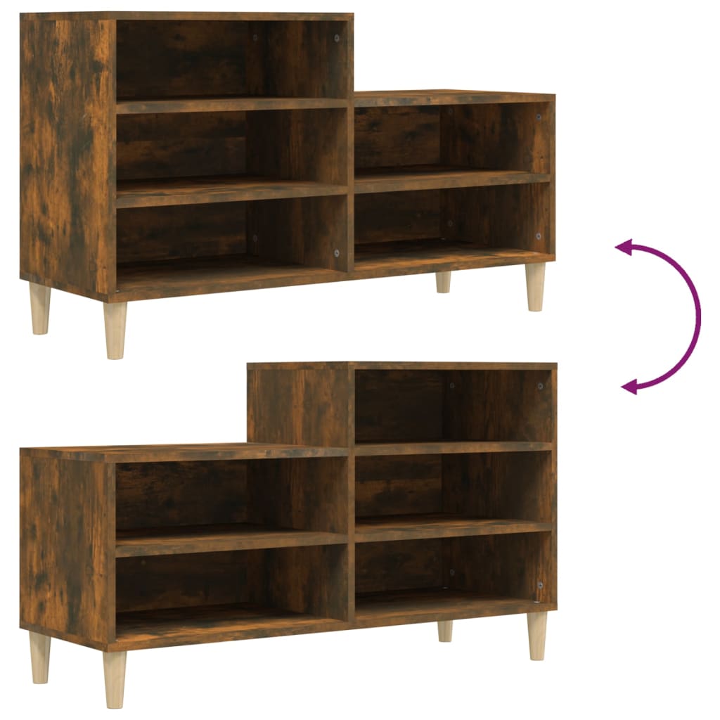 Shoe rack smoked oak 102x36x60 cm made of wood