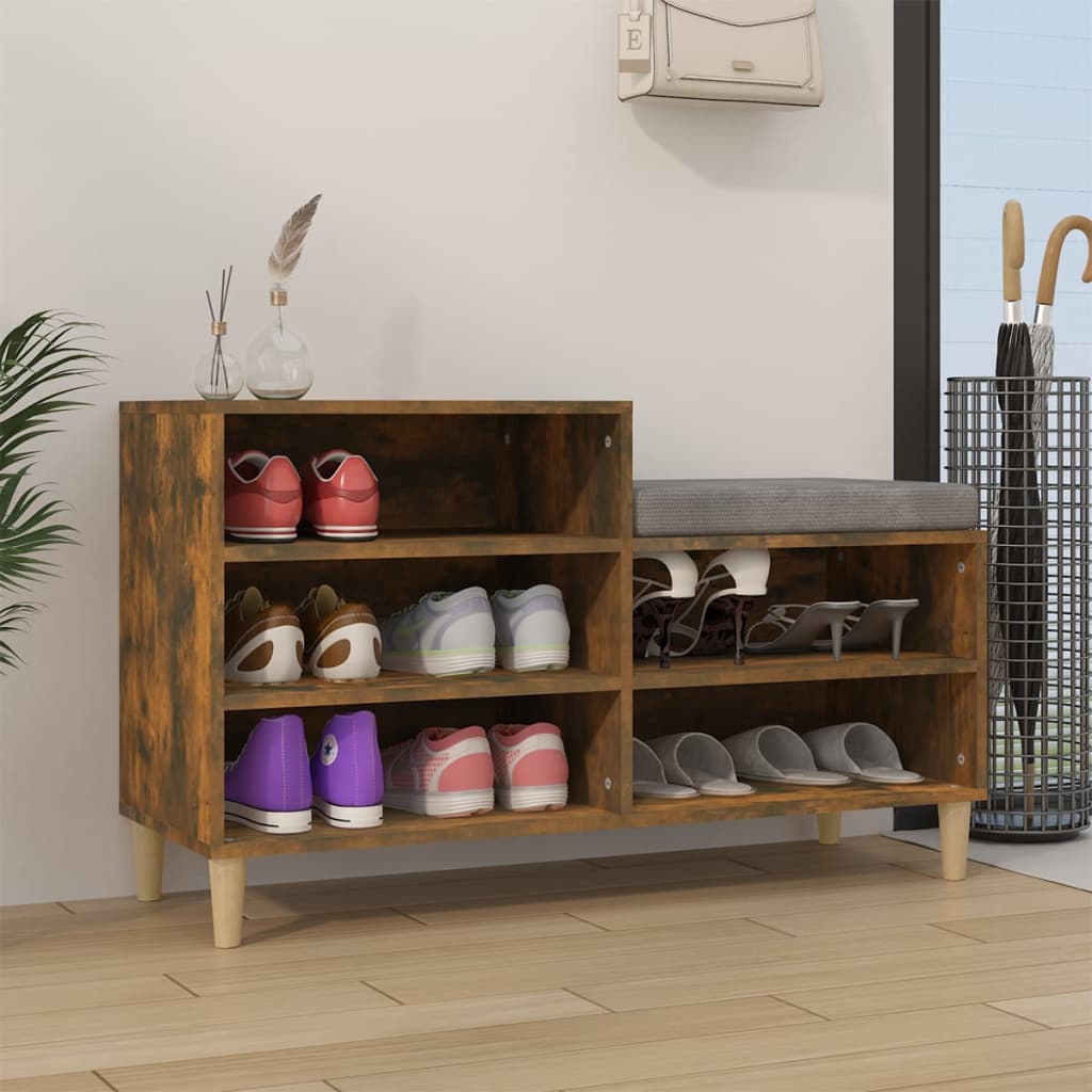 Shoe rack smoked oak 102x36x60 cm made of wood