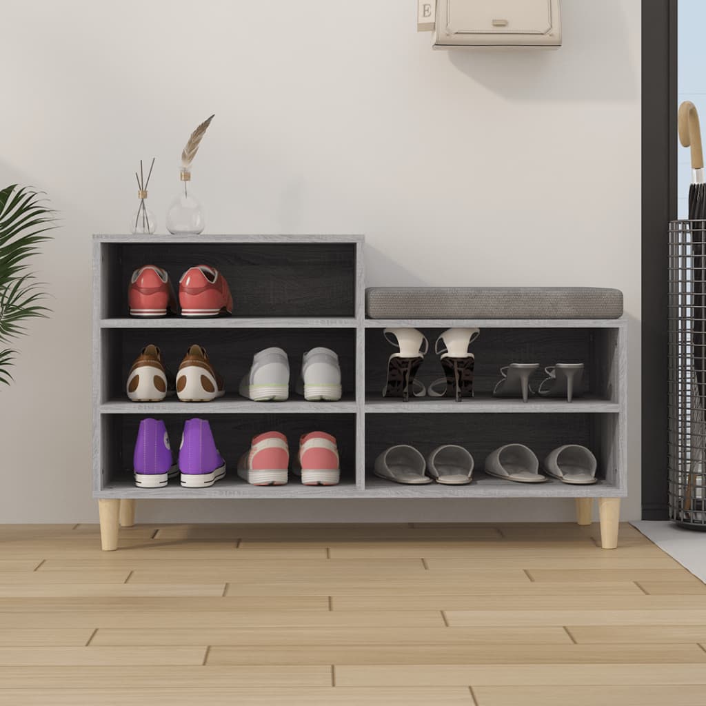 Étagère à chaussures gris Sonoma 102x36x60 cm en bois