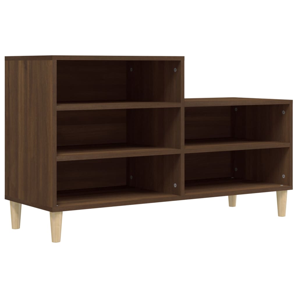 Étagère à chaussures aspect chêne marron 102x36x60 cm en bois