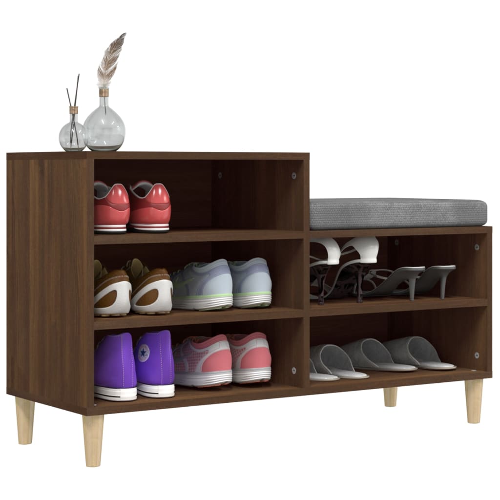 Étagère à chaussures aspect chêne marron 102x36x60 cm en bois