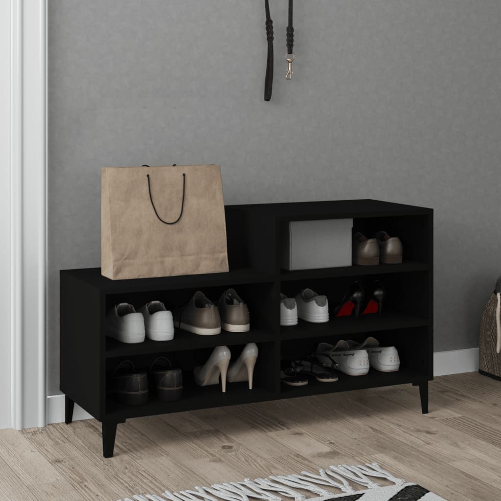 Étagère à chaussures noir 102x36x60 cm en bois