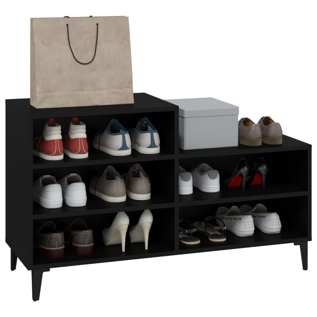 Étagère à chaussures noir 102x36x60 cm en bois