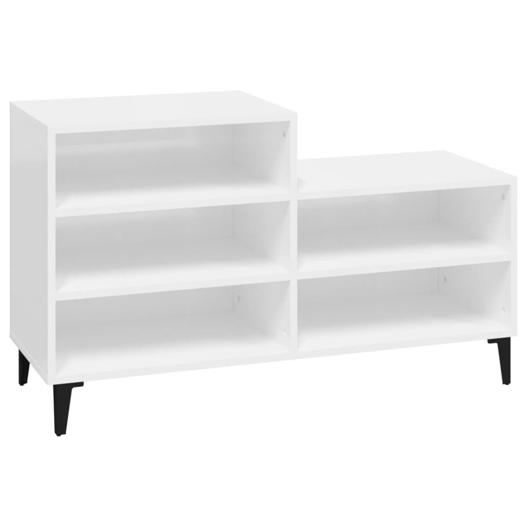 Shoe rack high-gloss white 102x36x60 cm made of wood