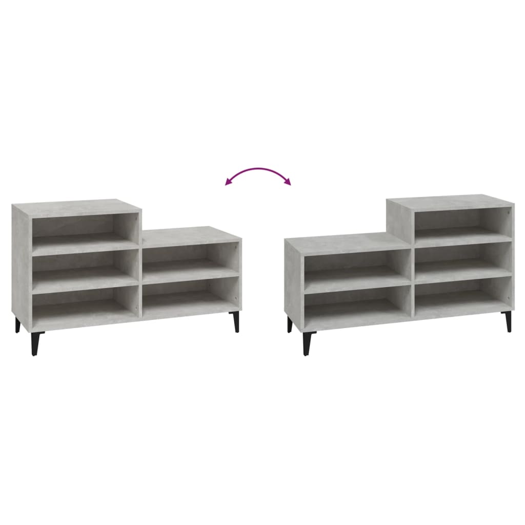 Shoe rack concrete gray 102x36x60 cm made of wood