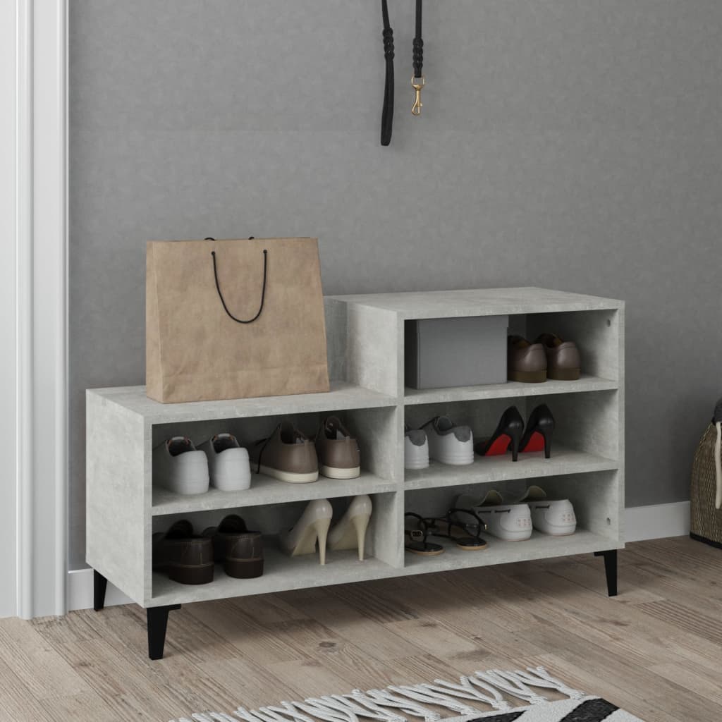 Shoe rack concrete gray 102x36x60 cm made of wood