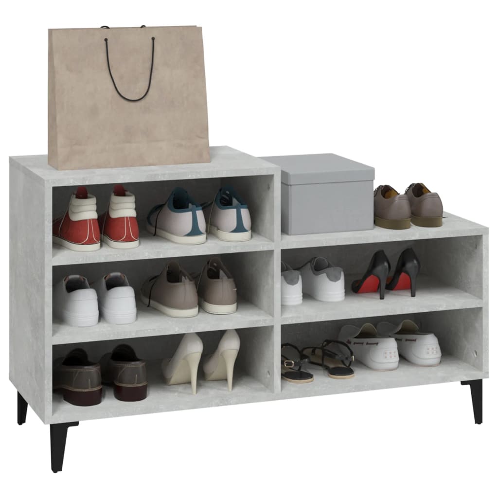 Shoe rack concrete gray 102x36x60 cm made of wood