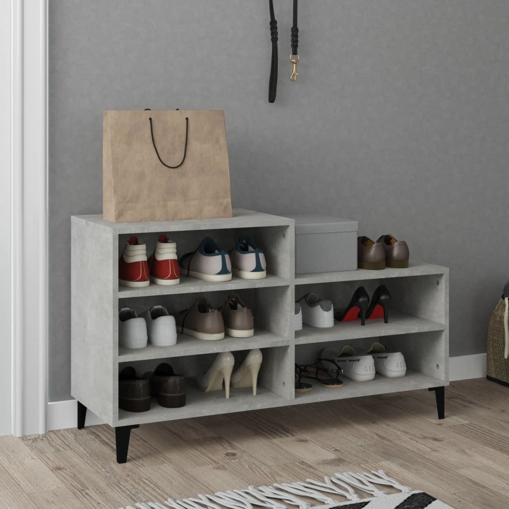 Shoe rack concrete gray 102x36x60 cm made of wood