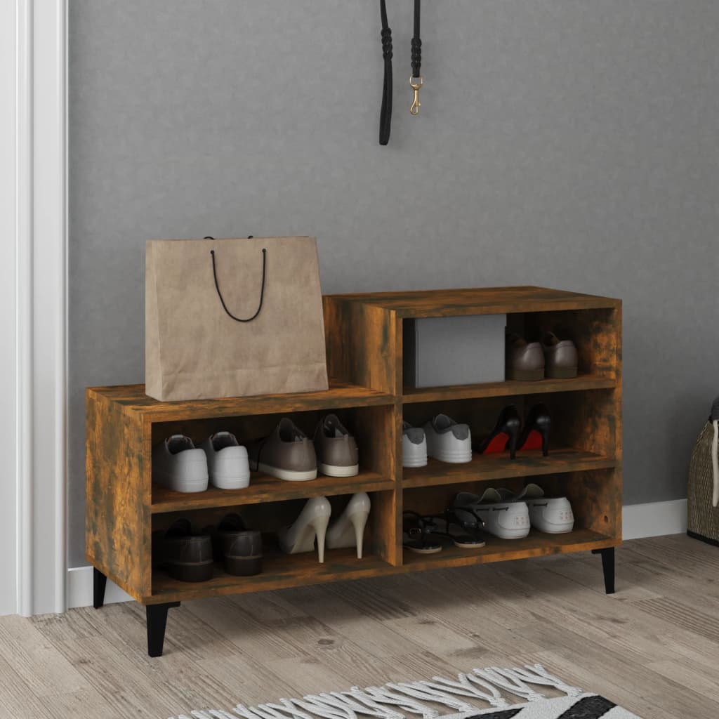 Shoe rack smoked oak 102x36x60 cm made of wood