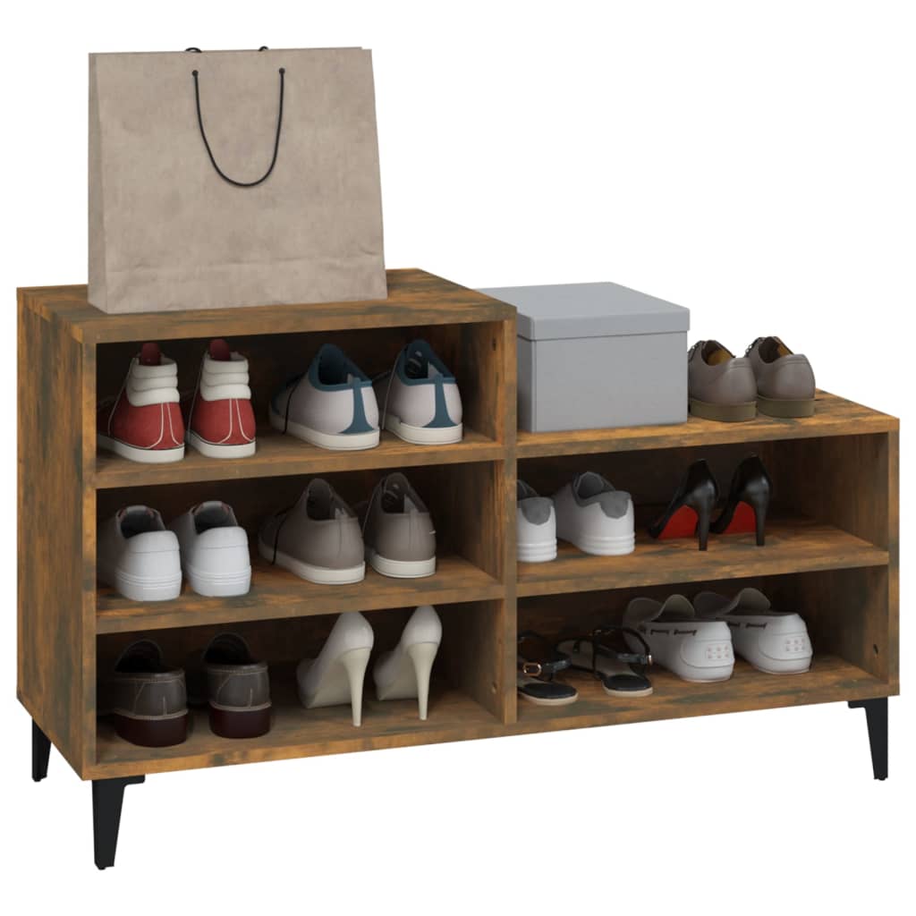 Shoe rack smoked oak 102x36x60 cm made of wood