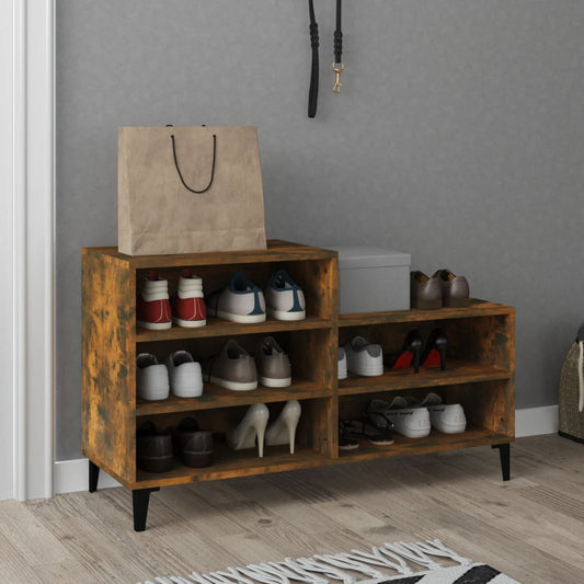 Shoe rack smoked oak 102x36x60 cm made of wood