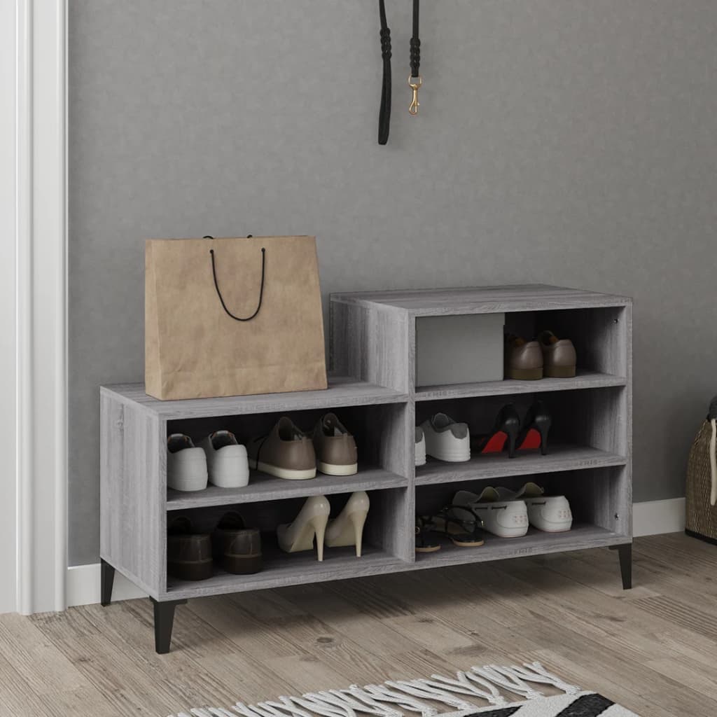 Étagère à chaussures gris Sonoma 102x36x60 cm en bois