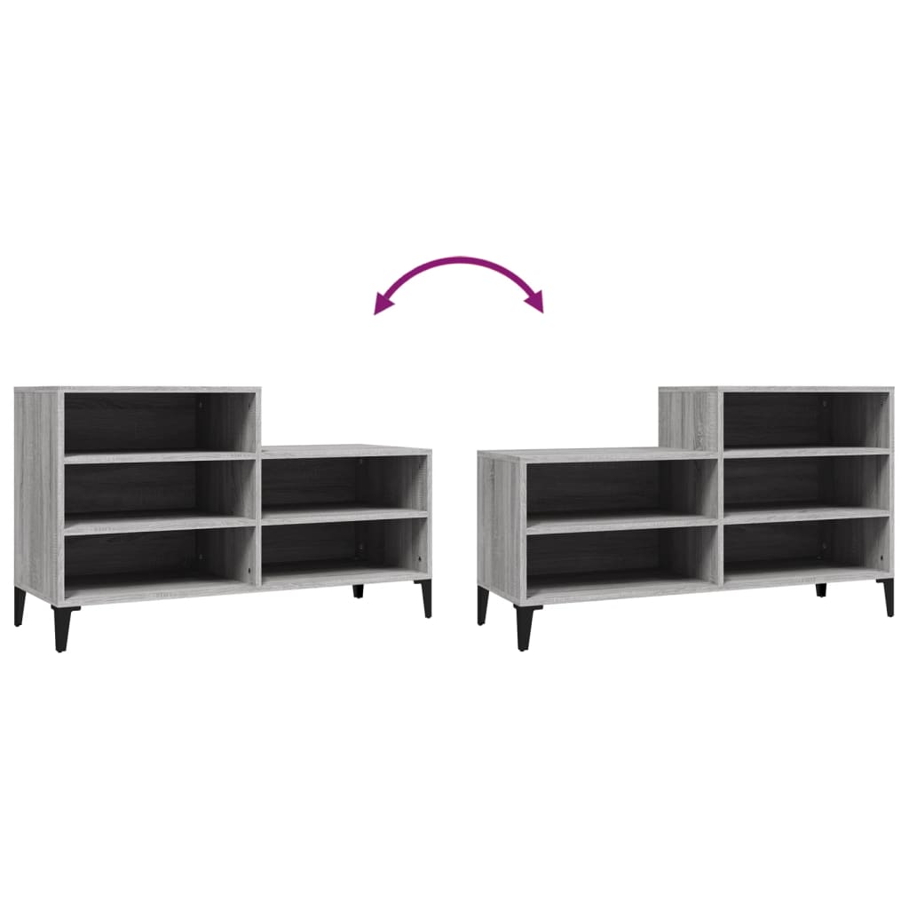 Étagère à chaussures gris Sonoma 102x36x60 cm en bois