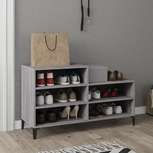Étagère à chaussures gris Sonoma 102x36x60 cm en bois