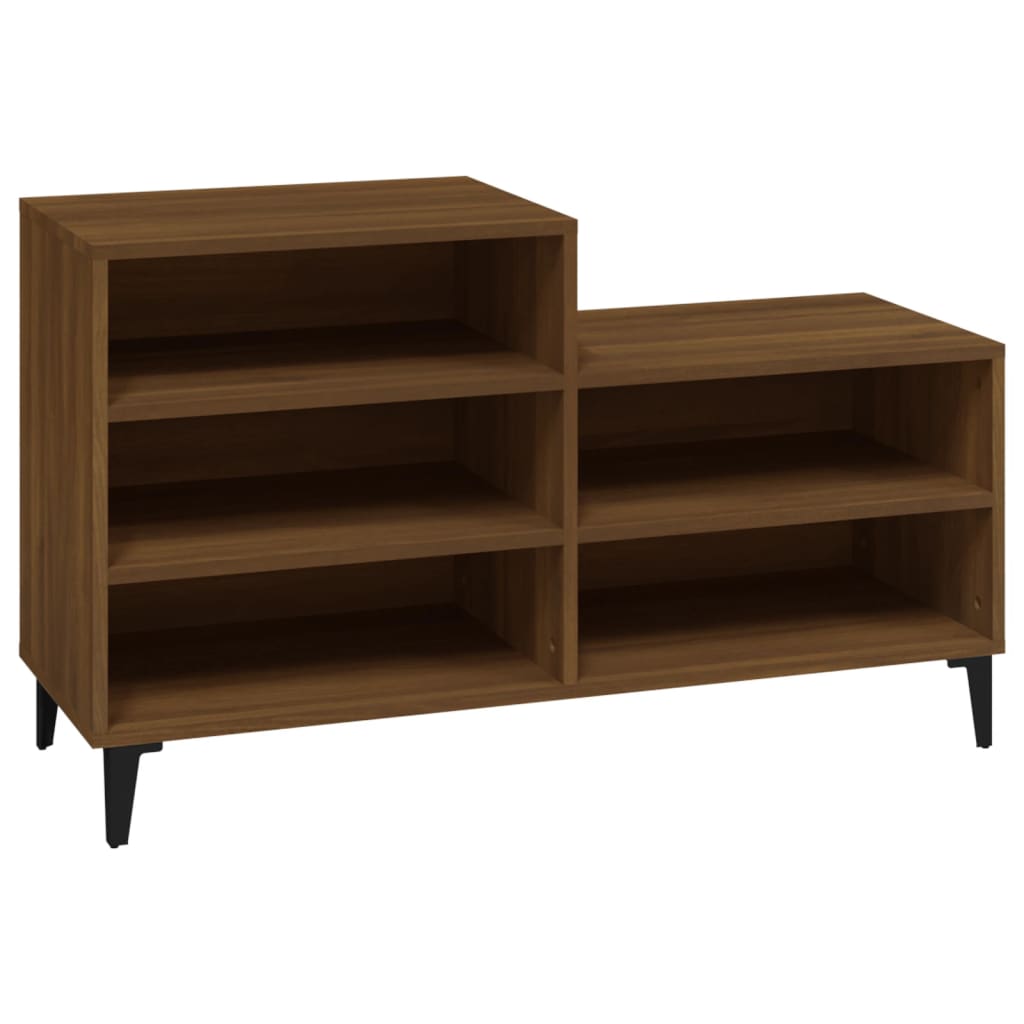 Étagère à chaussures aspect chêne marron 102x36x60 cm en bois