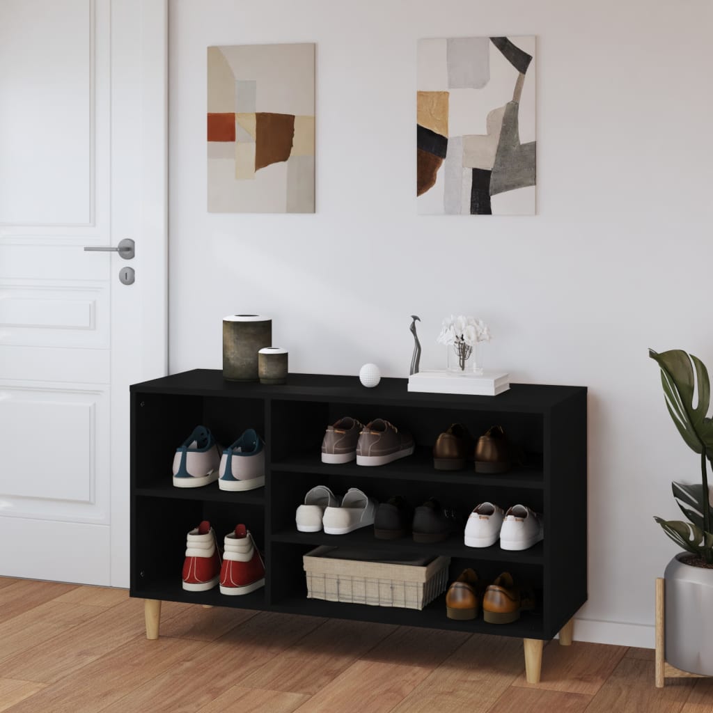 Étagère à chaussures noir 102x36x60 cm en bois