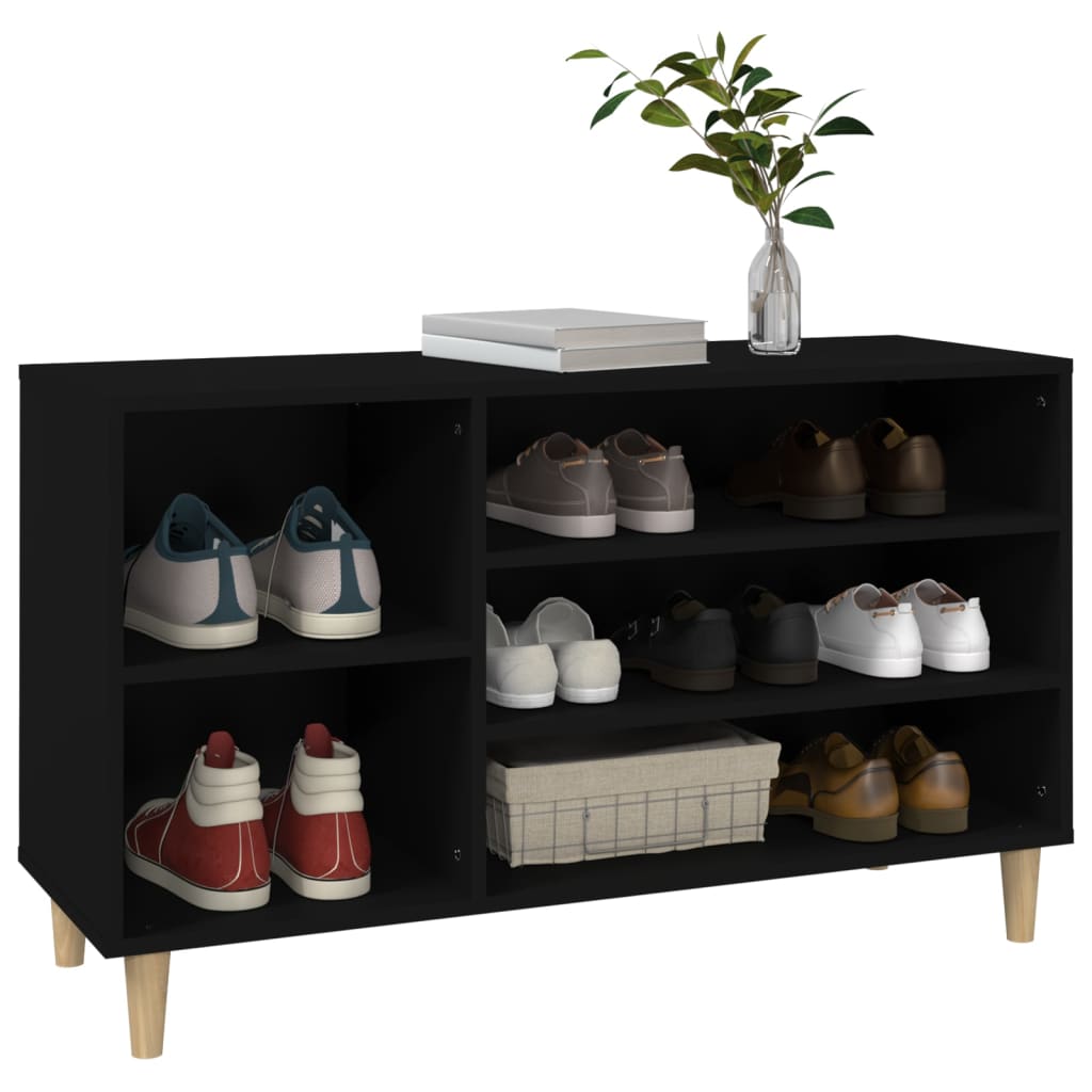 Étagère à chaussures noir 102x36x60 cm en bois