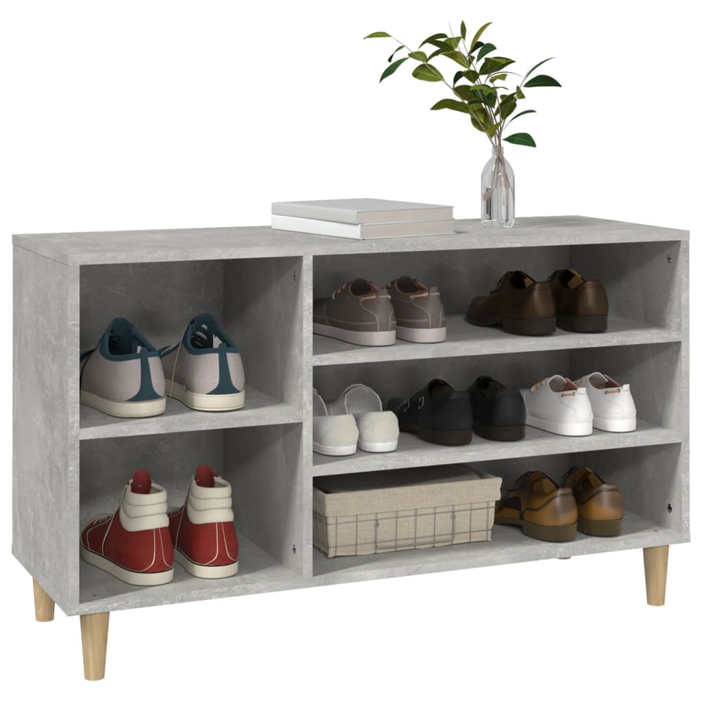 Shoe rack concrete gray 102x36x60 cm made of wood