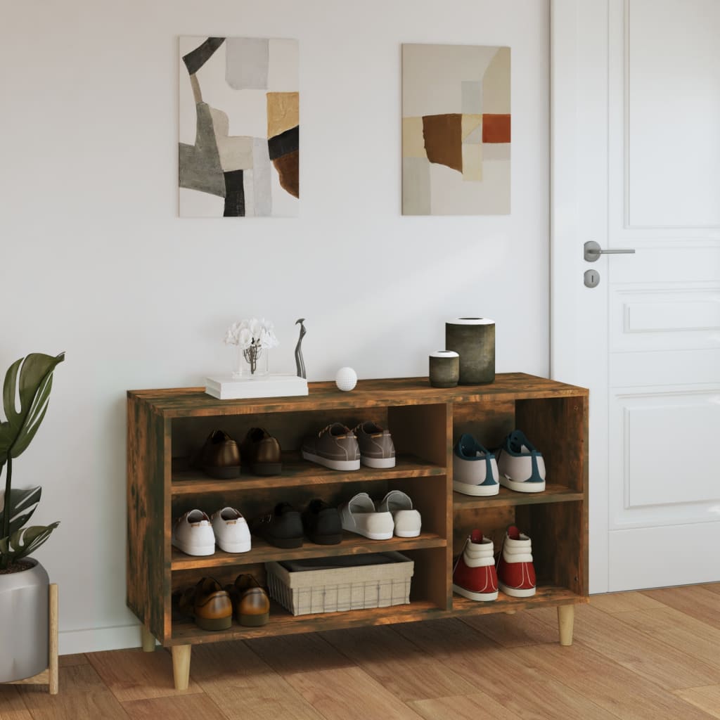 Shoe rack smoked oak 102x36x60 cm made of wood