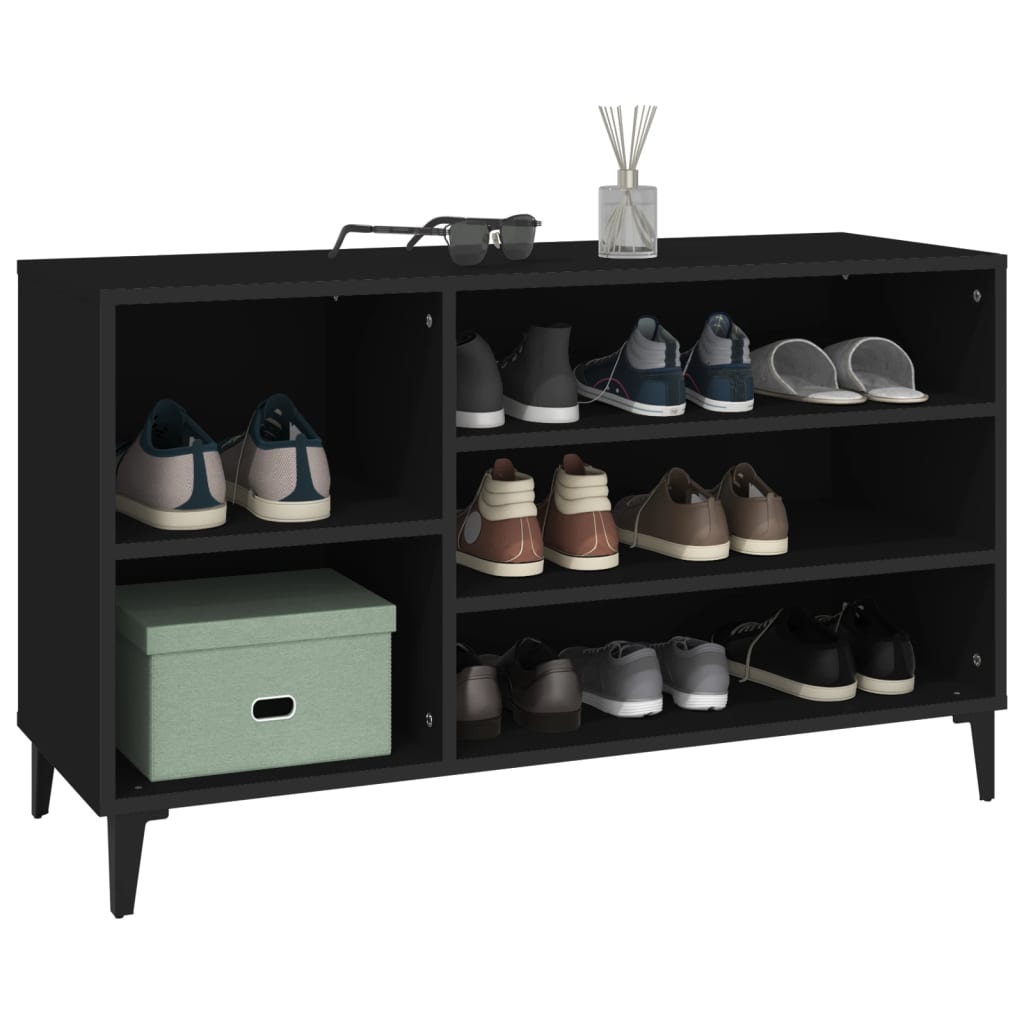 Étagère à chaussures noir 102x36x60 cm en bois