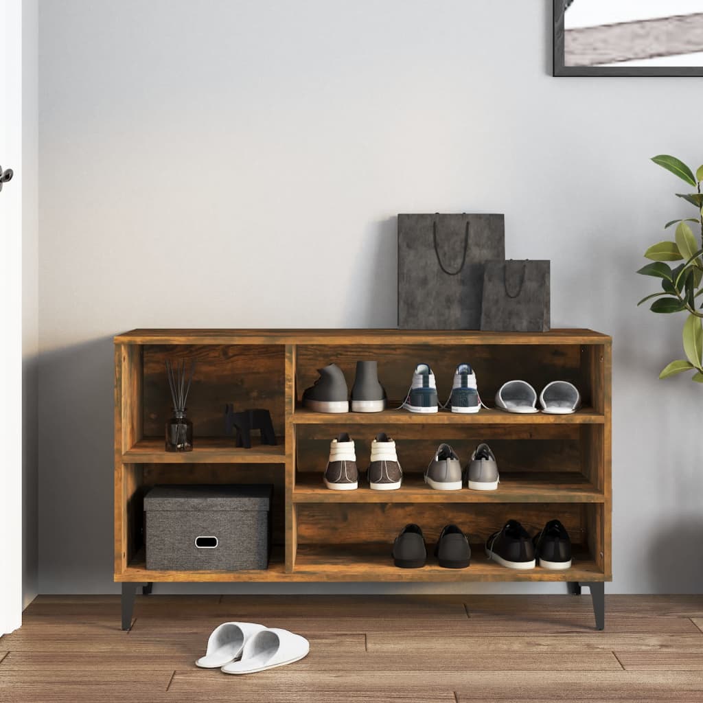 Shoe rack smoked oak 102x36x60 cm made of wood